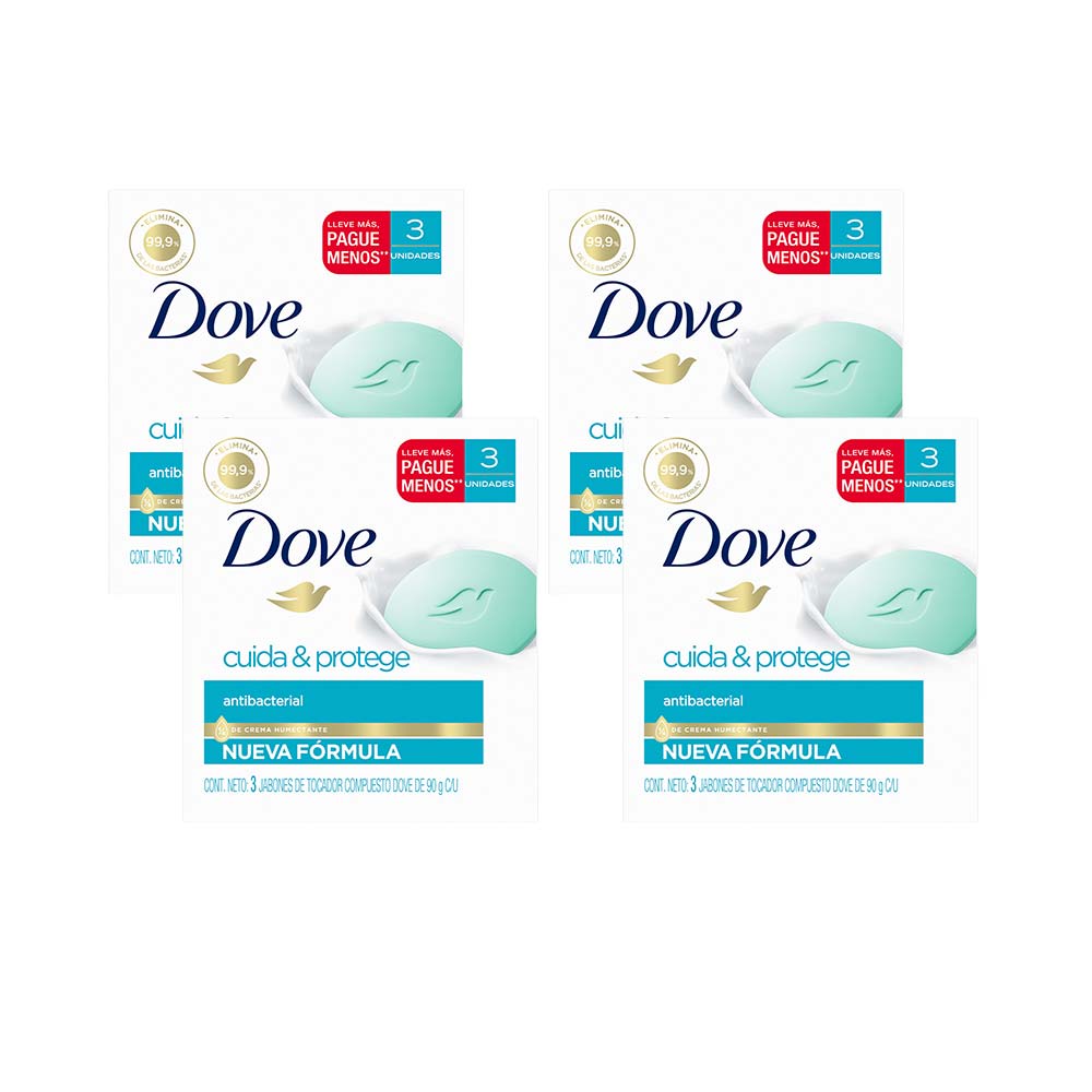 Pack Jabón Antibacterial DOVE Barra 90g Paquete 3un x 4un