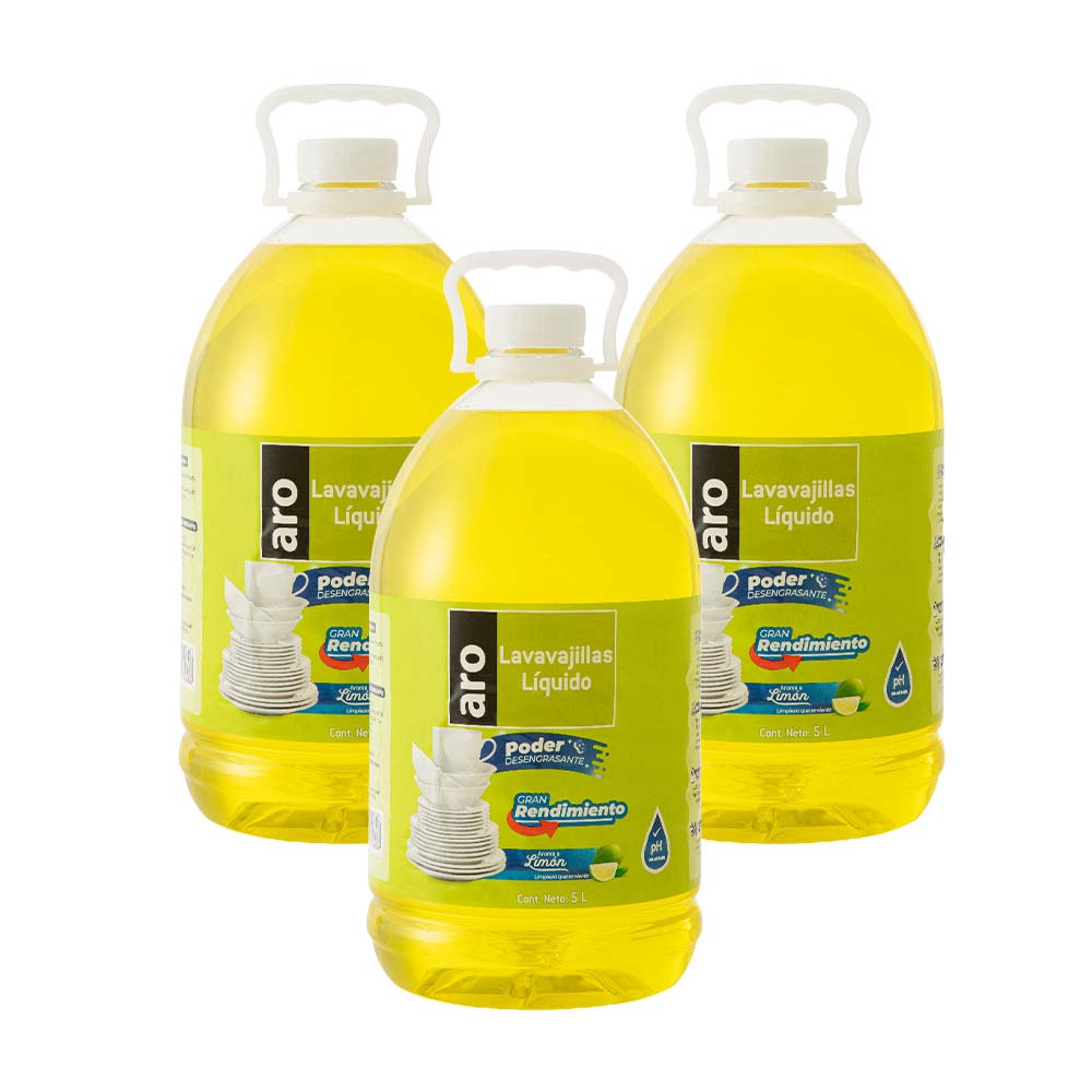 Pack Lavavajilla Liquido Limón Aro 5L x 3un