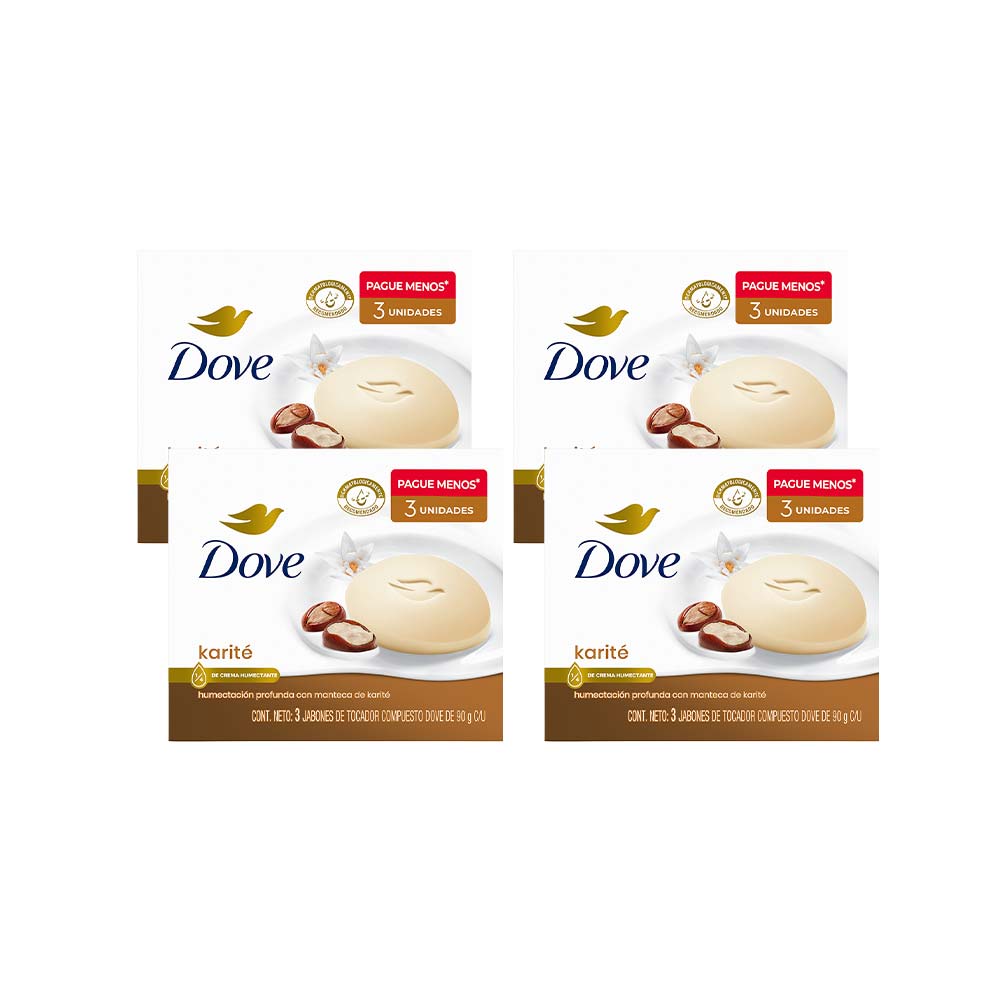 Pack Jabón DOVE Karité y Vainilla Barra 90g Paquete 3un x 4un