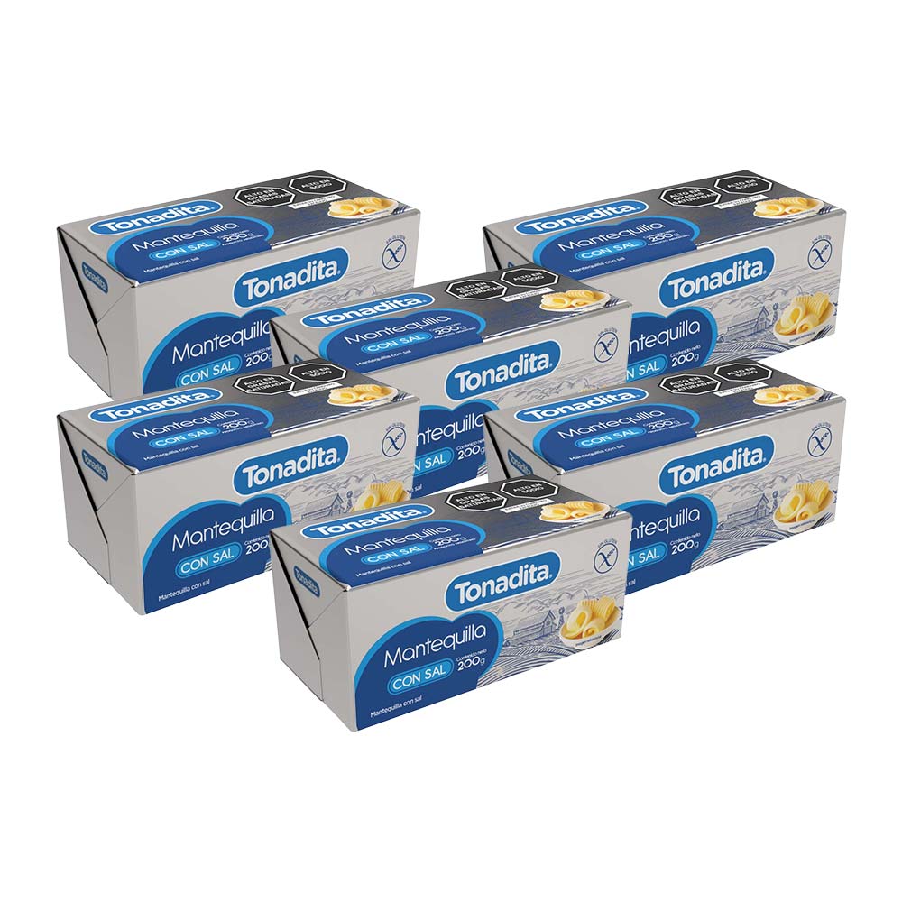 Pack Mantequilla con Sal TONADITA Barra 200g x 6un