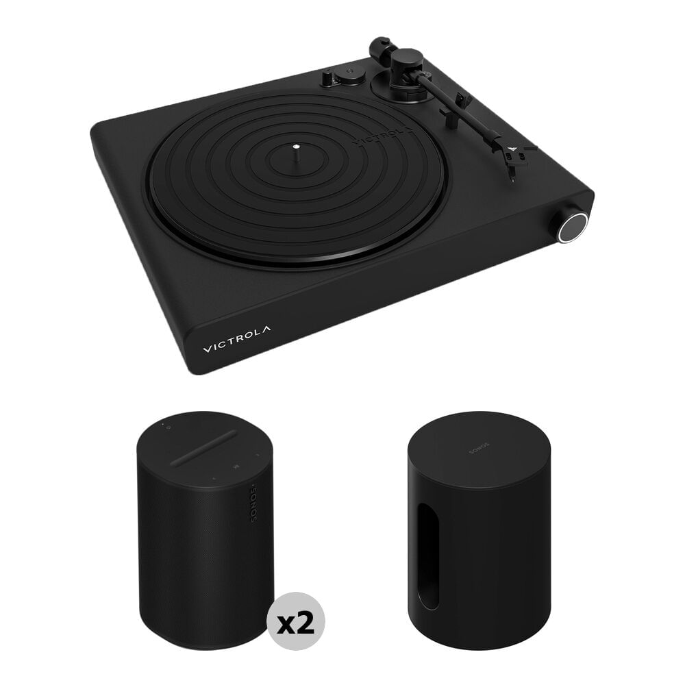 Victrola Stream Onyx Tocadiscos Manual 2 Velocidades con Sonos ERA 100 y Subwoofer Sonos S