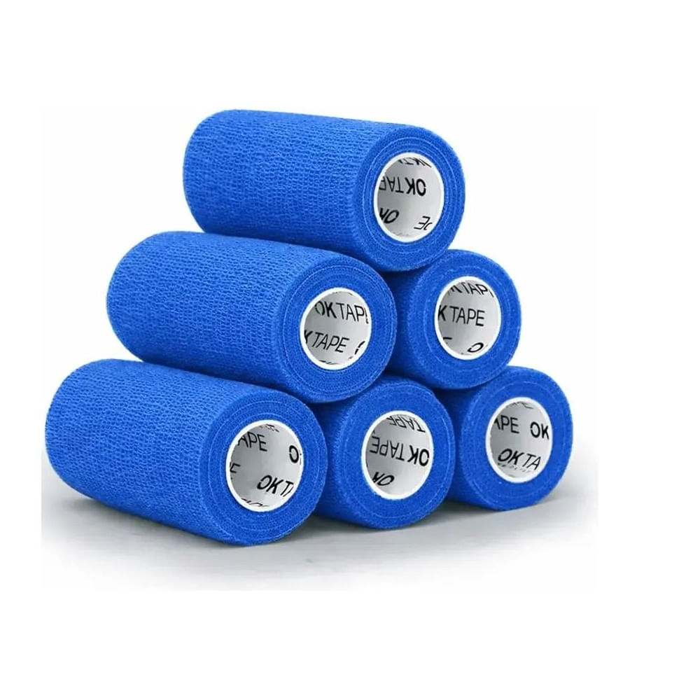 Vendas Cohesivas Coban Ok Tape 6 Unidades 10cm X 4.5m Azul