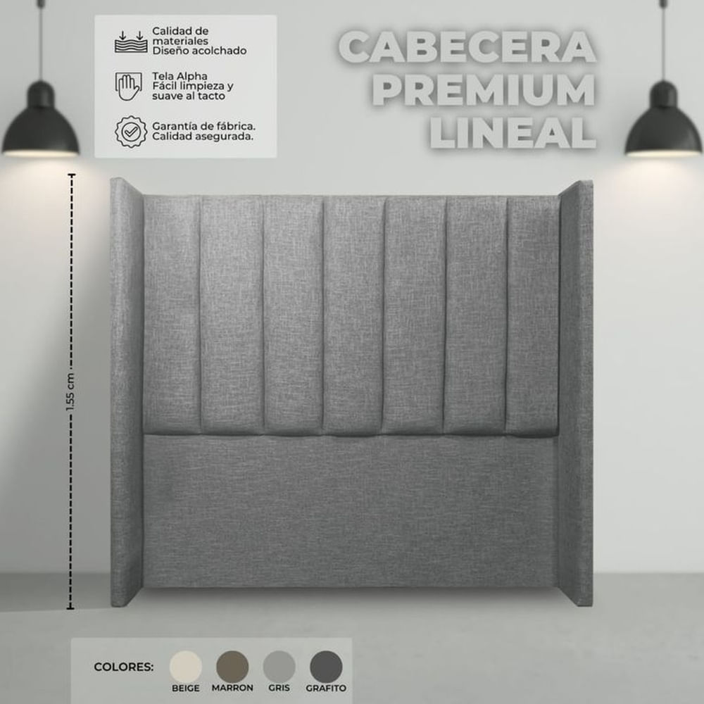 CABECERA PAUZA PREMIUM LINEAL QUEEN GRIS