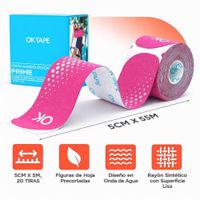 Ok Tape Prime Kinesiotape, Venda Kinesiologica Rosado Reflectivo Hexagonal