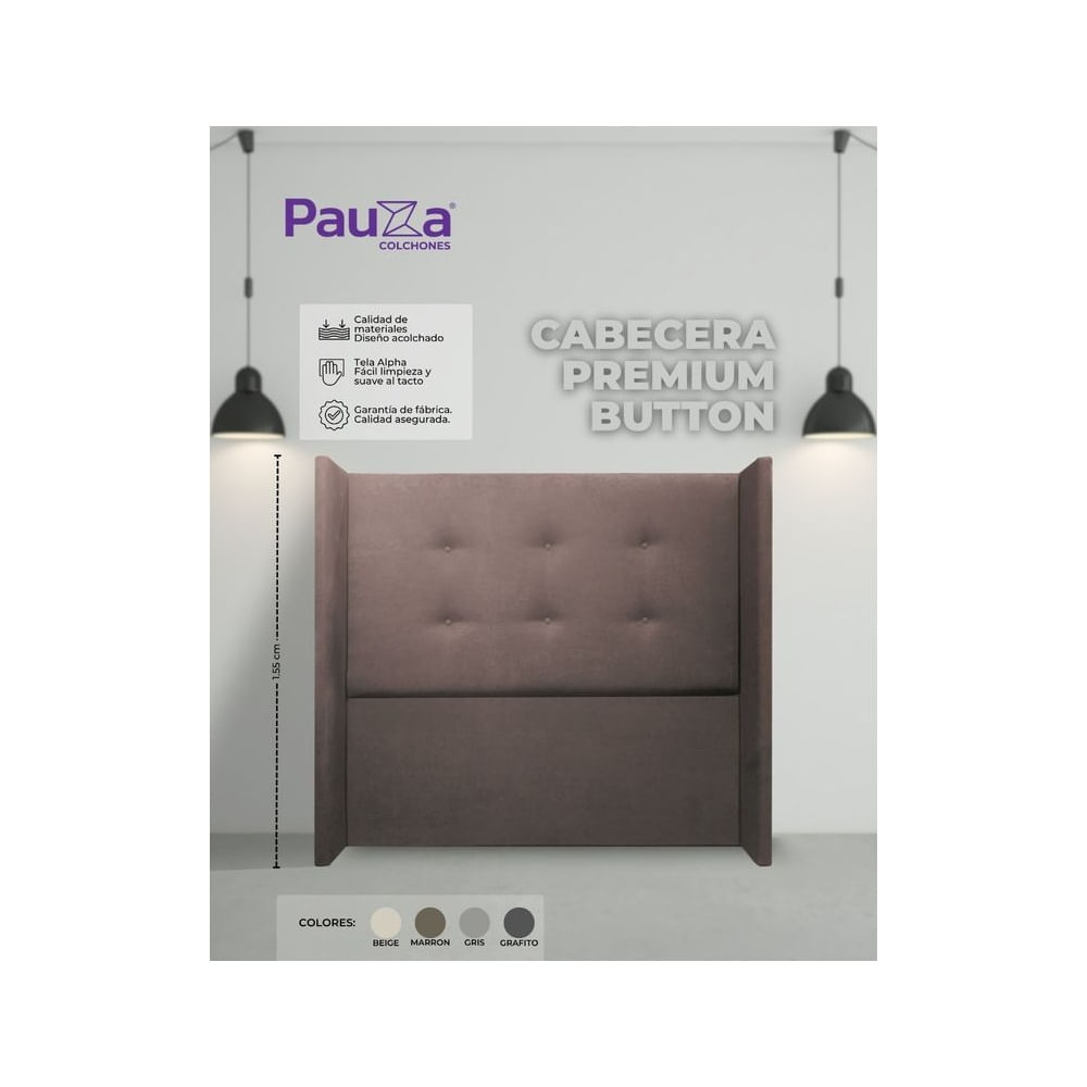 CABECERA PAUZA PREMIUM BUTTON QUEEN MARRON