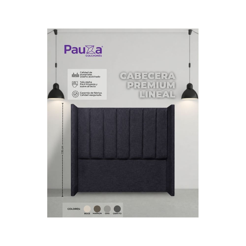 CABECERA PAUZA PREMIUM LINEAL KING GRAFITO