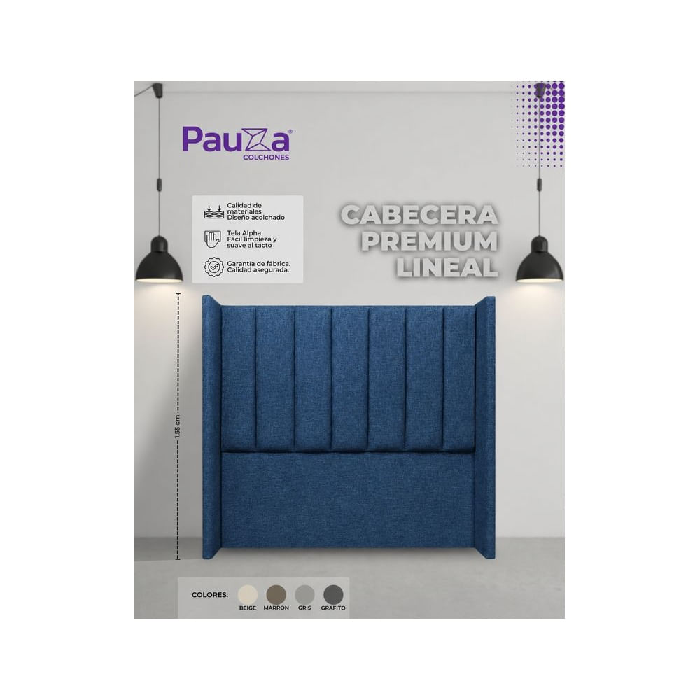 CABECERA PAUZA PREMIUM LINEAL KING AZUL