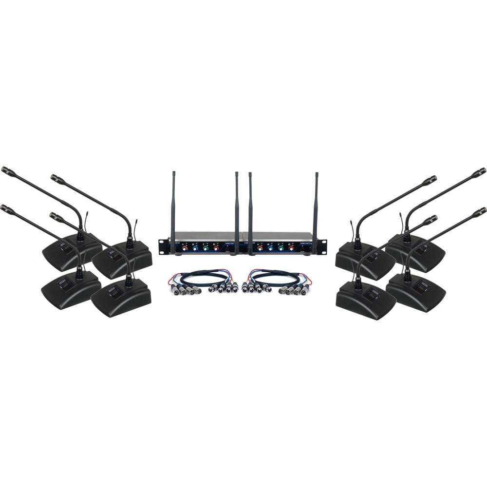 VocoPro Sistema de Micrófono Inalámbrico Digital de Conferencia 8 Usuarios UHF 900 MHz
