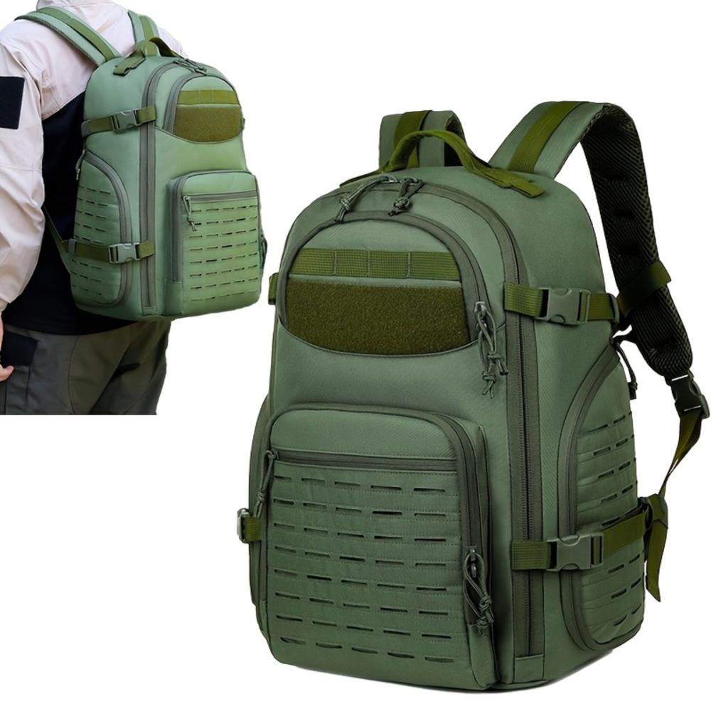Mochila Militar Importada 50L Táctica para Camping Trekking y Viajes con Sistema MOLLE Láser Verde