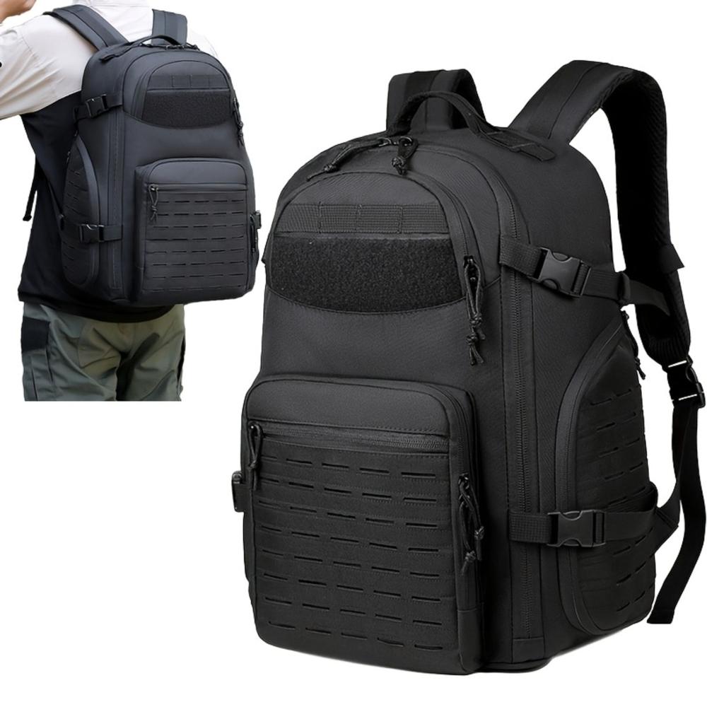 Mochila Militar Importada 50L Táctica para Camping Trekking y Viajes con Sistema MOLLE Láser Negro