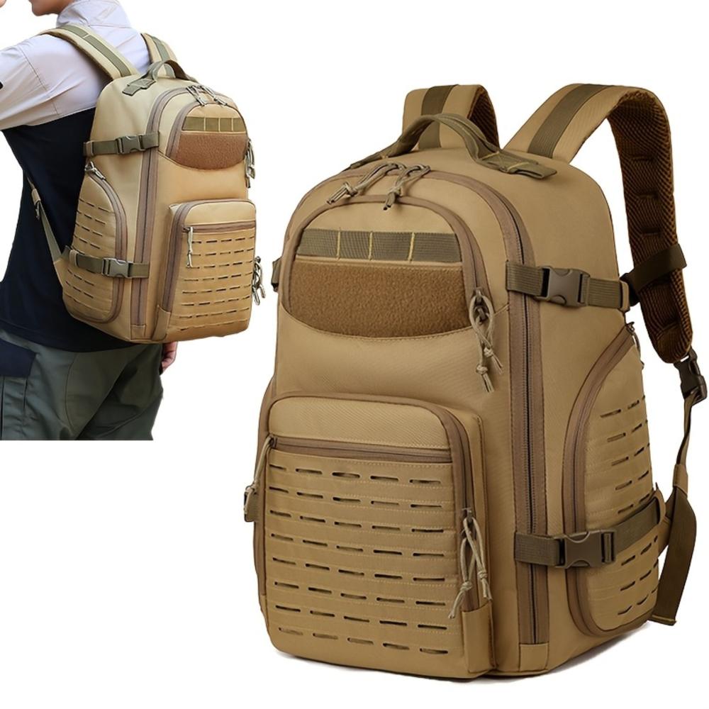 Mochila Militar Importada 50L Táctica para Camping Trekking y Viajes con Sistema MOLLE Láser Beige