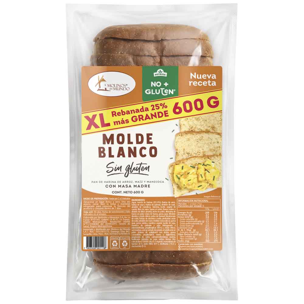 Pan Blanco sin Glutén MOLINOS DEL MUNDO Bolsa 600g