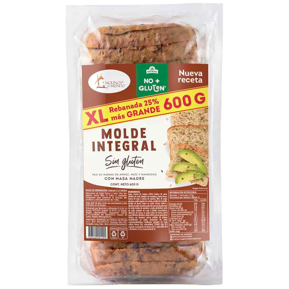 Pan Integral sin Glutén MOLINOS DEL MUNDO Bolsa 600g