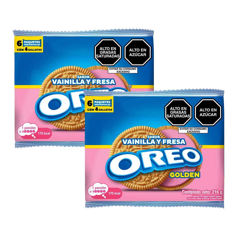 Pack Galletas OREO Sabor a Fresa Paquete 6un x 2