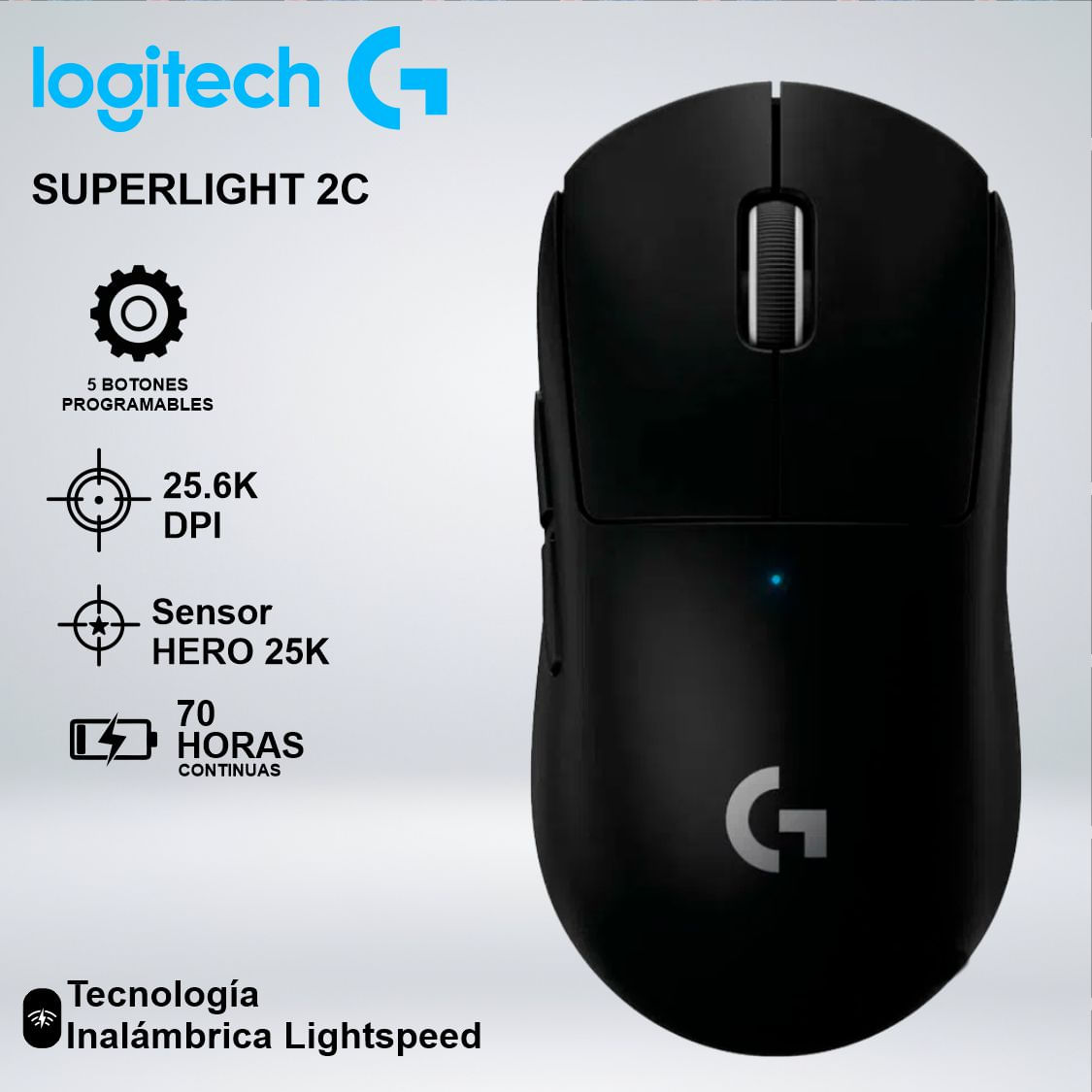 MOUSE GAMER LOGITECH G PRO X SUPERLIGHT SENSOR HERO 25K NEGRO