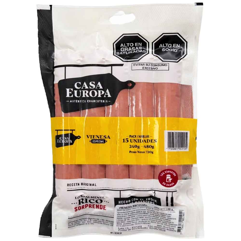 Pack Salchicha Vienesa Especial CASA EUROPA Bolsa 240g + 480g
