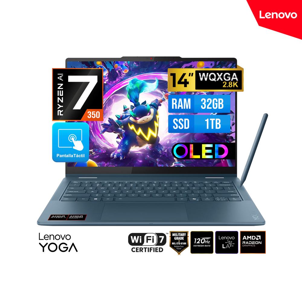 LAPTOP LENOVO YOGA 7 2 En 1 14AKP10 RYZEN AI 7 350 RAM 32GB Disco 1TB 14 WQXGA OLED TOUCH