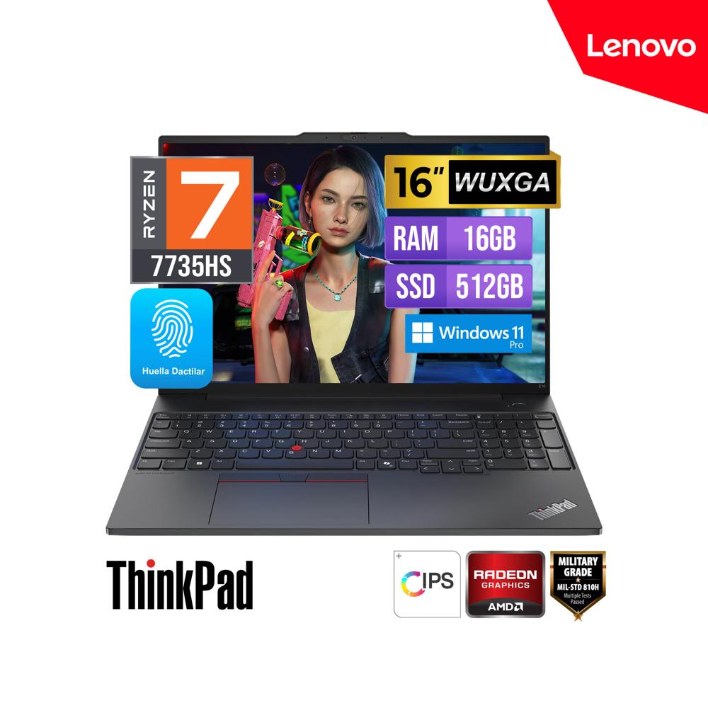 LAPTOP LENOVO ThinkPad E16 G2 16 WUXGA AMD Ryzen 7 7735HS 16GB DDR5 512GB SSD W11 Pro