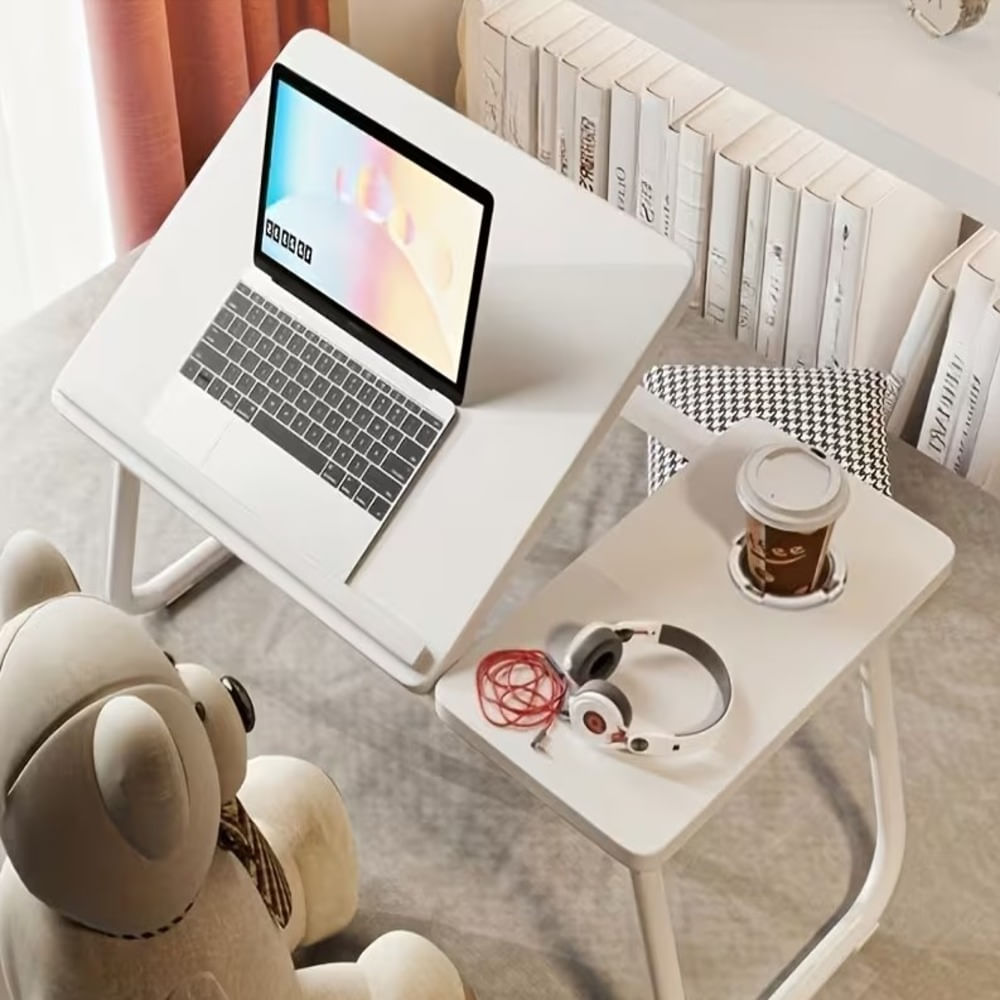MESA PORTÁTIL PLEGABLE PARA LAPTOP ALTURA AJUSTABLE 5 NIVELES BLANCO