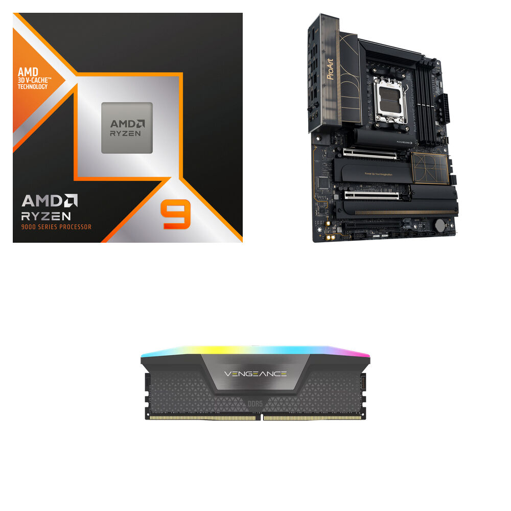 AMD Ryzen 9 9900X3D + ASUS ProArt X870E-Creator WiFi + Corsair 32GB VENGEANCE RGB DDR5-600