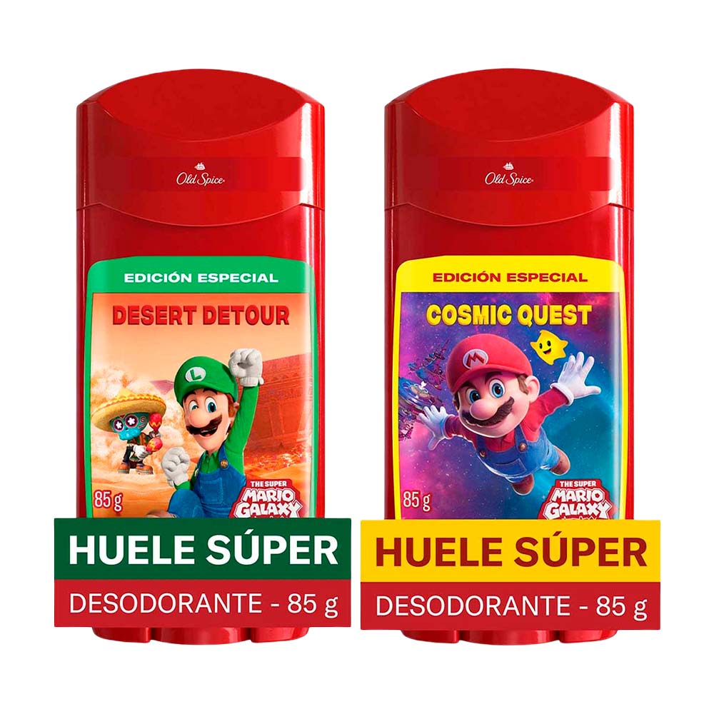 Pack OLD SPICE: Desodorante para Hombre en Barra Mario 85g + Desodorante para Hombre en Barra Luigi Frasco 85g