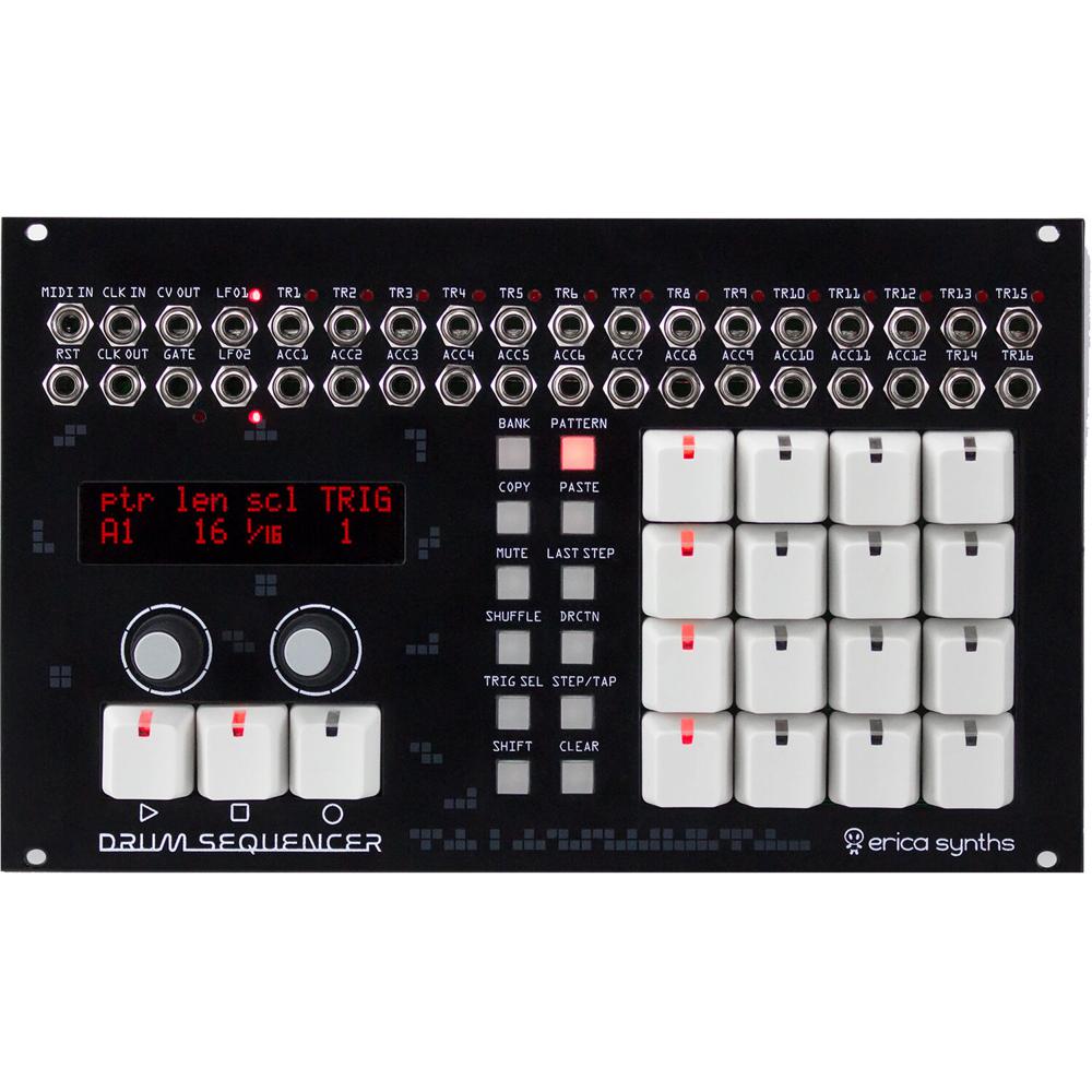 Erica Synths Drum Sequencer Módulo Eurorack 42 HP - 16 Salidas de Trigger, 12 Salidas de