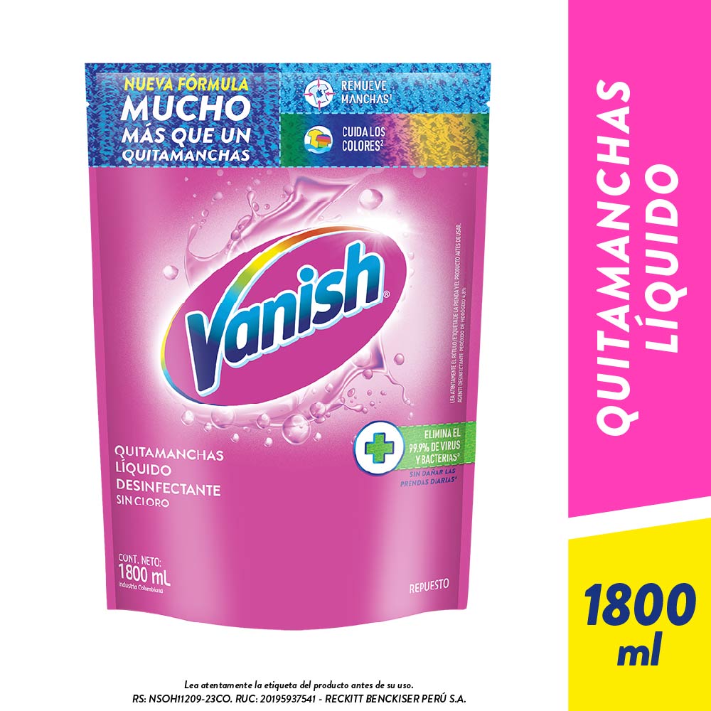 Quitamanchas Líquido VANISH Protección Color Doypack 1.8L