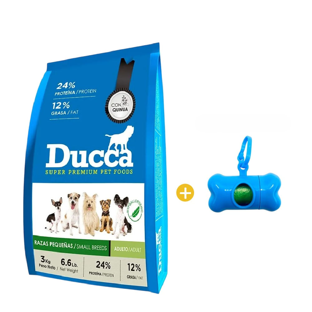 Ducca Adulto Raza Pequeña Super Premium 3 Kg y Gratis Dispensador