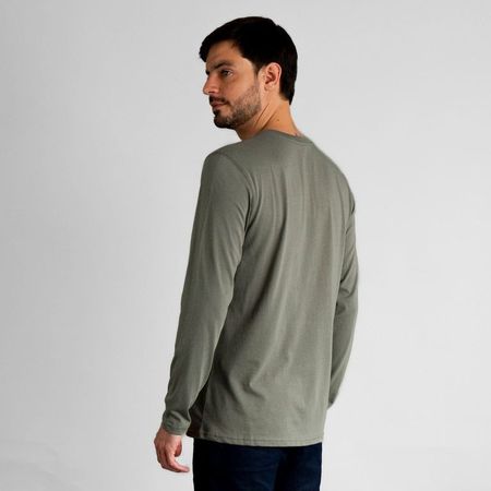 Polo Manga Larga 100% Algodón Pima Hombre Verde Verde Oliva L