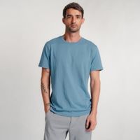 Polo Azul Acero para Hombre Drop the Label Cuello Redondo Manga Corta Algodón Pima