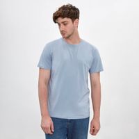 Polo Celeste para Hombre Drop the Label Cuello Redondo Manga Corta Algodón Pima