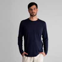 Polo Manga Larga Azul 100% Algodón Pima