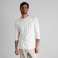 Polo Manga Larga Hombre 100% Algodón Pima Blanco Tiza