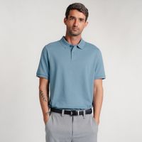 Polo Camisero Piqué Azul Humo para Hombre Drop the Label Manga Corta Algodón Pima