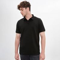 Polo Camisero Piqué Negro para Hombre Drop the Label Manga Corta Algodón Pima