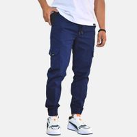 Jogger Cargo Hombre Algodón Drill Yonisters Clothing Fit Casual Stretch Azul