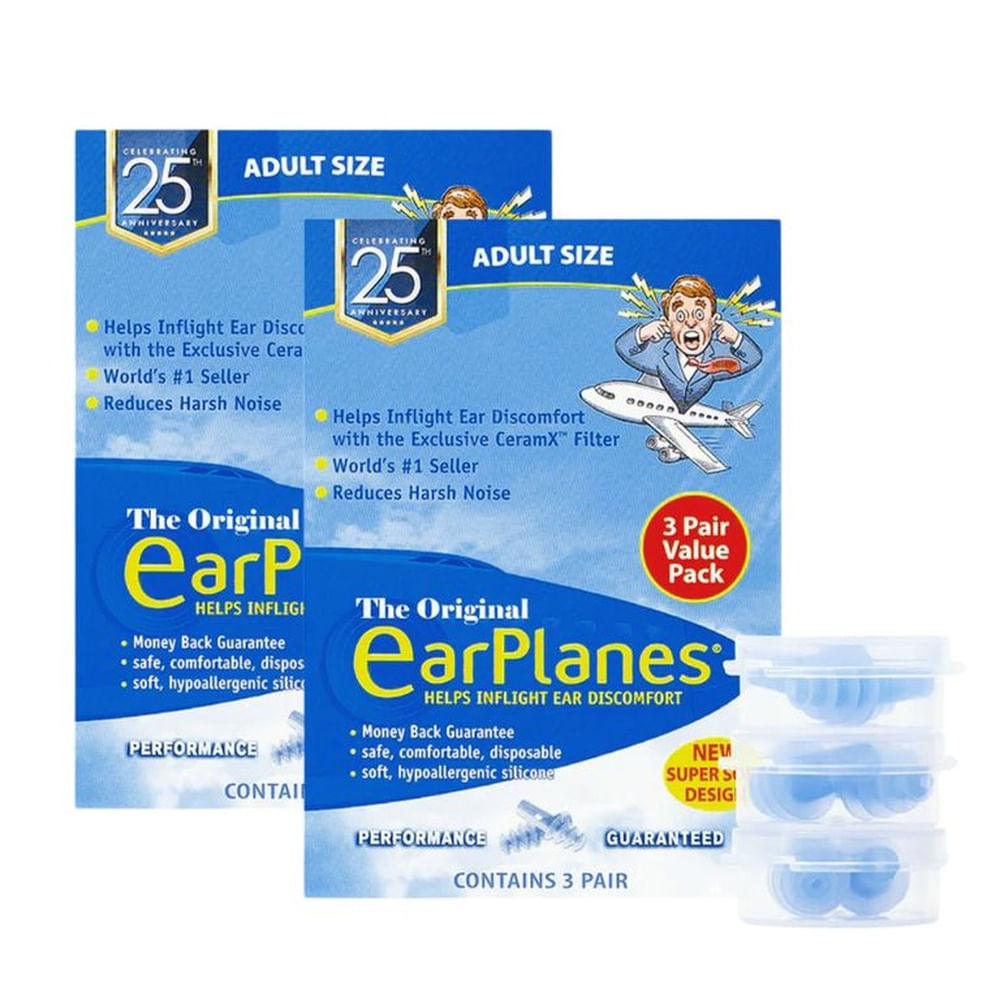 Tapones para Dolor de Oído en Avión - Adultos ( 6 pares ) - EARPLANES
