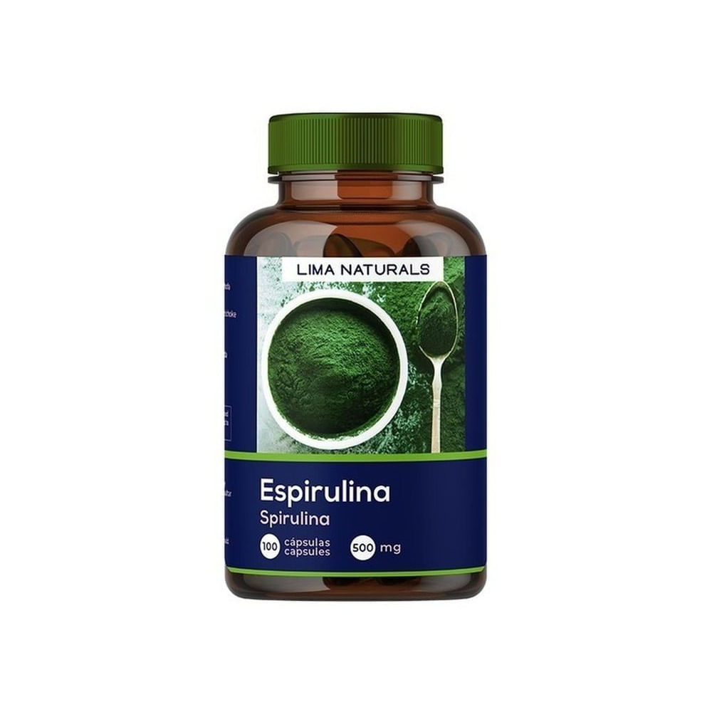 01 Frasco Espirulina Lima Naturals 100 Capsulas