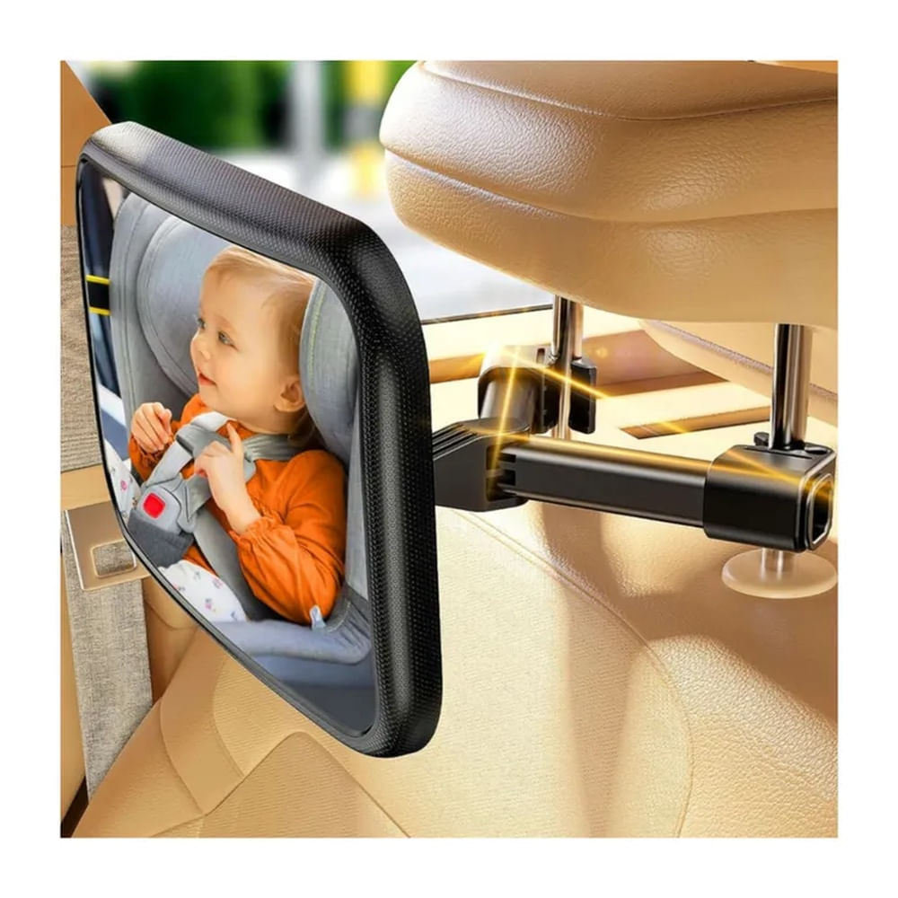 Espejo Retrovisor XL Para Bebés Diseño Gancho Fácil - YOVKOK Natural
