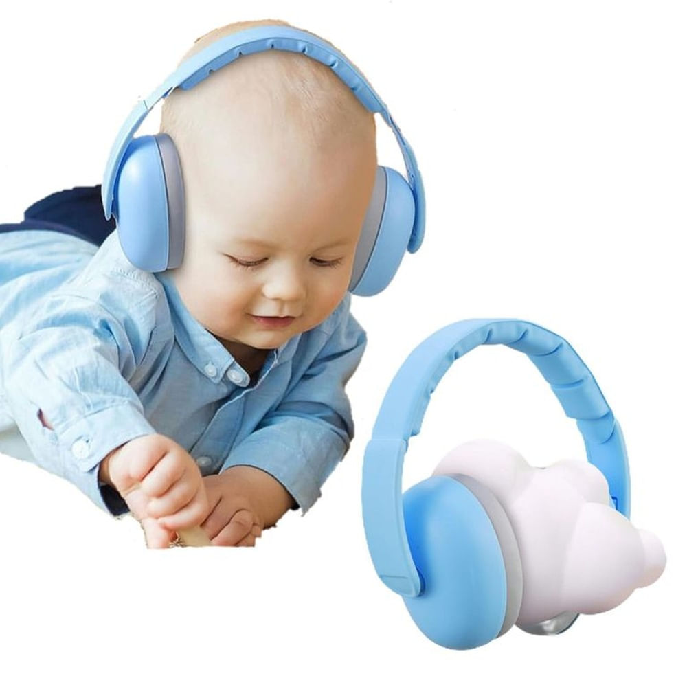 Audífonos Antiruido Orejeras para Bebés 3-24 meses Reducción de Ruido 26dB Celeste Gris - ONH Celeste