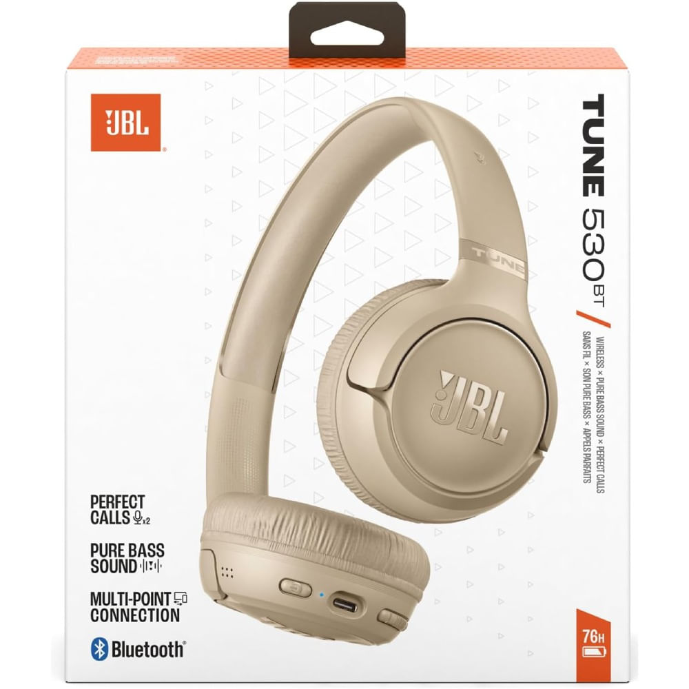 Audífonos JBL Tune 530BT Bluetooth 6.0 Hasta 76 Horas y Micrófonos Duales beige