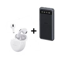 Combo Remax RPP-10 Negro + Audífonos Lenovo HT38 Blanco BT 5.0