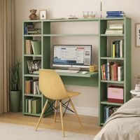 ESCRITORIO CON ESTANTE ENSUEÑO DE MELAMINA HOME OFFICE VERDE AGAVE