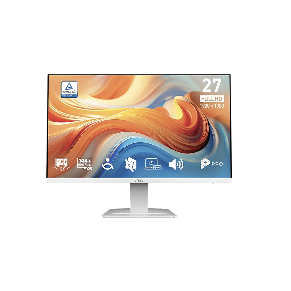 Monitor MSI PRO MP273W E14A 27 Pulg FHD IPS 144Hz 1MS HDMI DP VGA Earphone Out Blanco