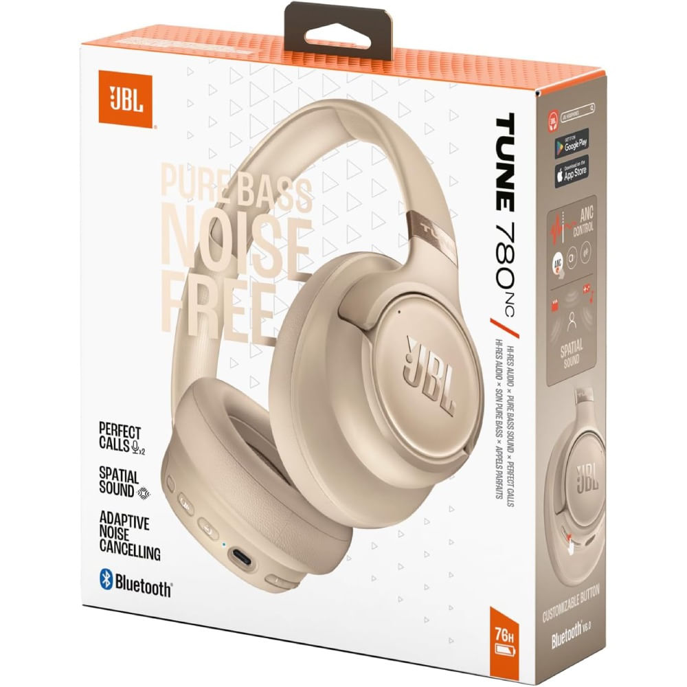 Audífonos JBL Tune 780NC Bluetooth 6 con ANC Adaptativa de Ruido Hasta 76 Horas de Batería Beige