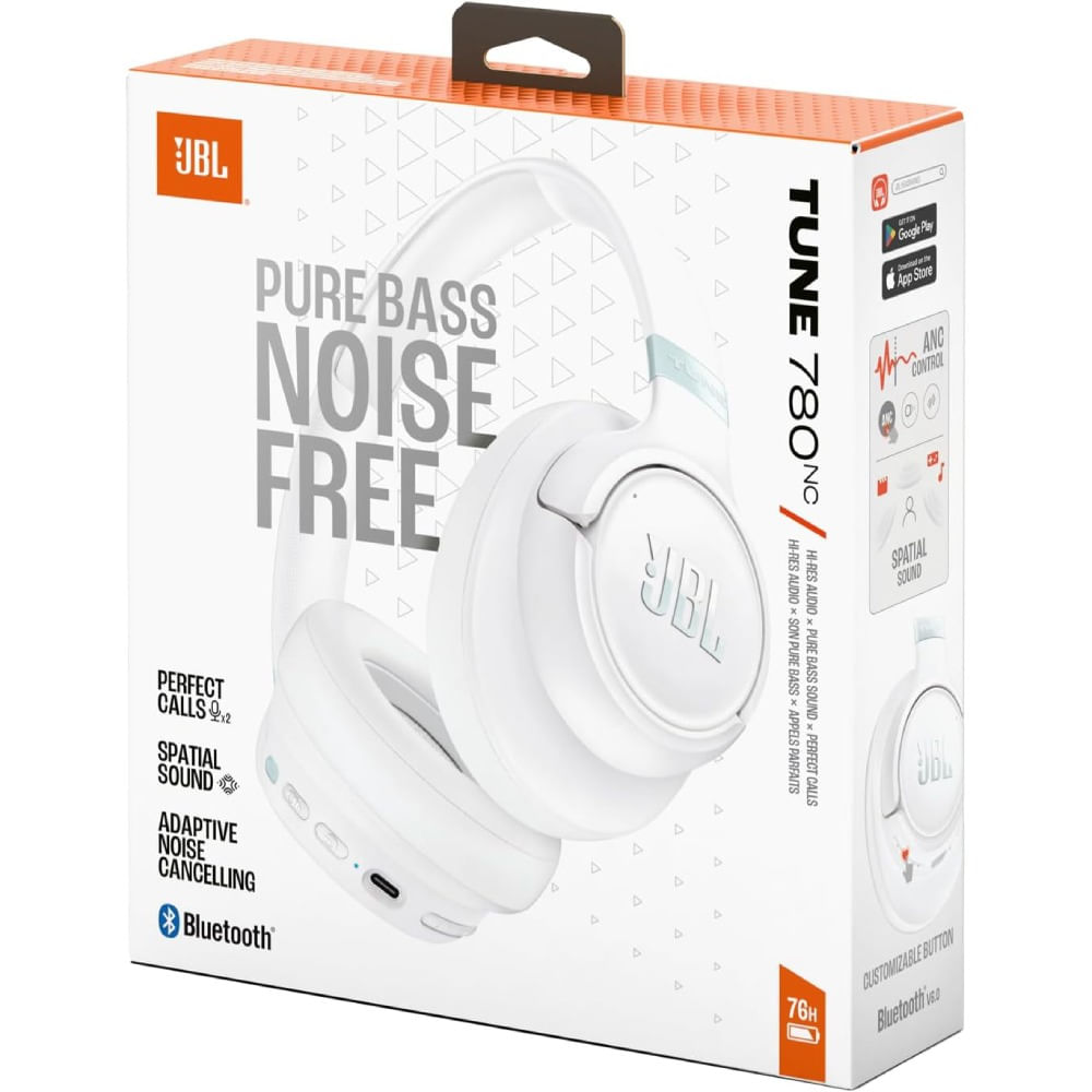 Audífonos JBL Tune 780NC Bluetooth 6 con ANC Adaptativa de Ruido Hasta 76 Horas de Batería Blanco