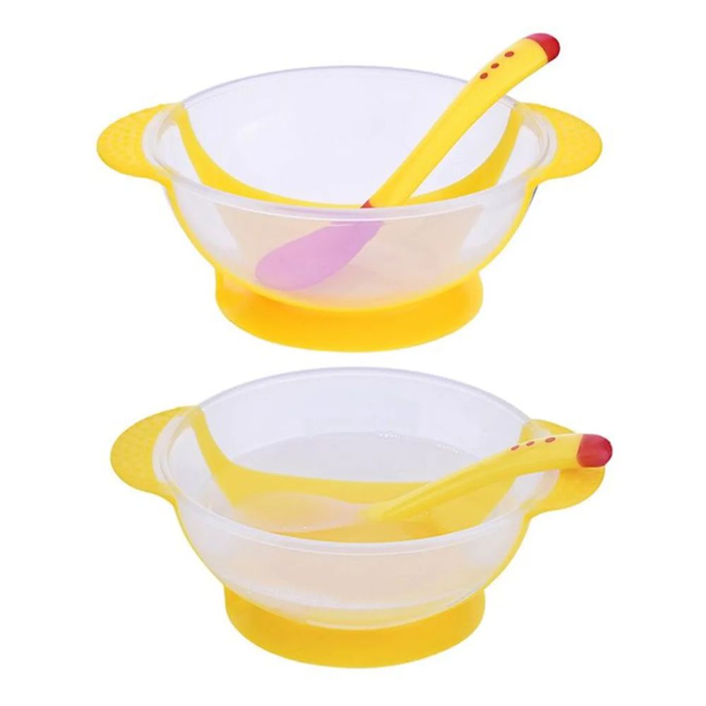 Bowl Antideslizante con Cubierto y Tapa Wawitas Amarillo con Rojo
