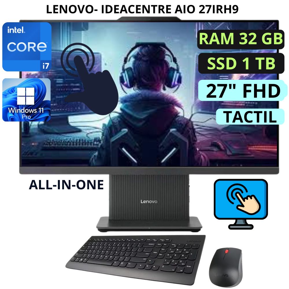 ALL IN ONE LENOVO IDEACENTRE 3 27IRH9 INTEL CORE i7 Ram 32GB SSD 1 TB 27 TOUCH