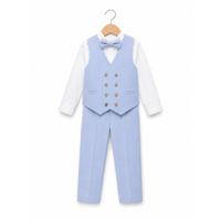 Terno Celeste para niño pantalón chaleco y corbata