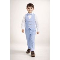 Conjunto celeste Traje formal pantalón chaleco y corbata